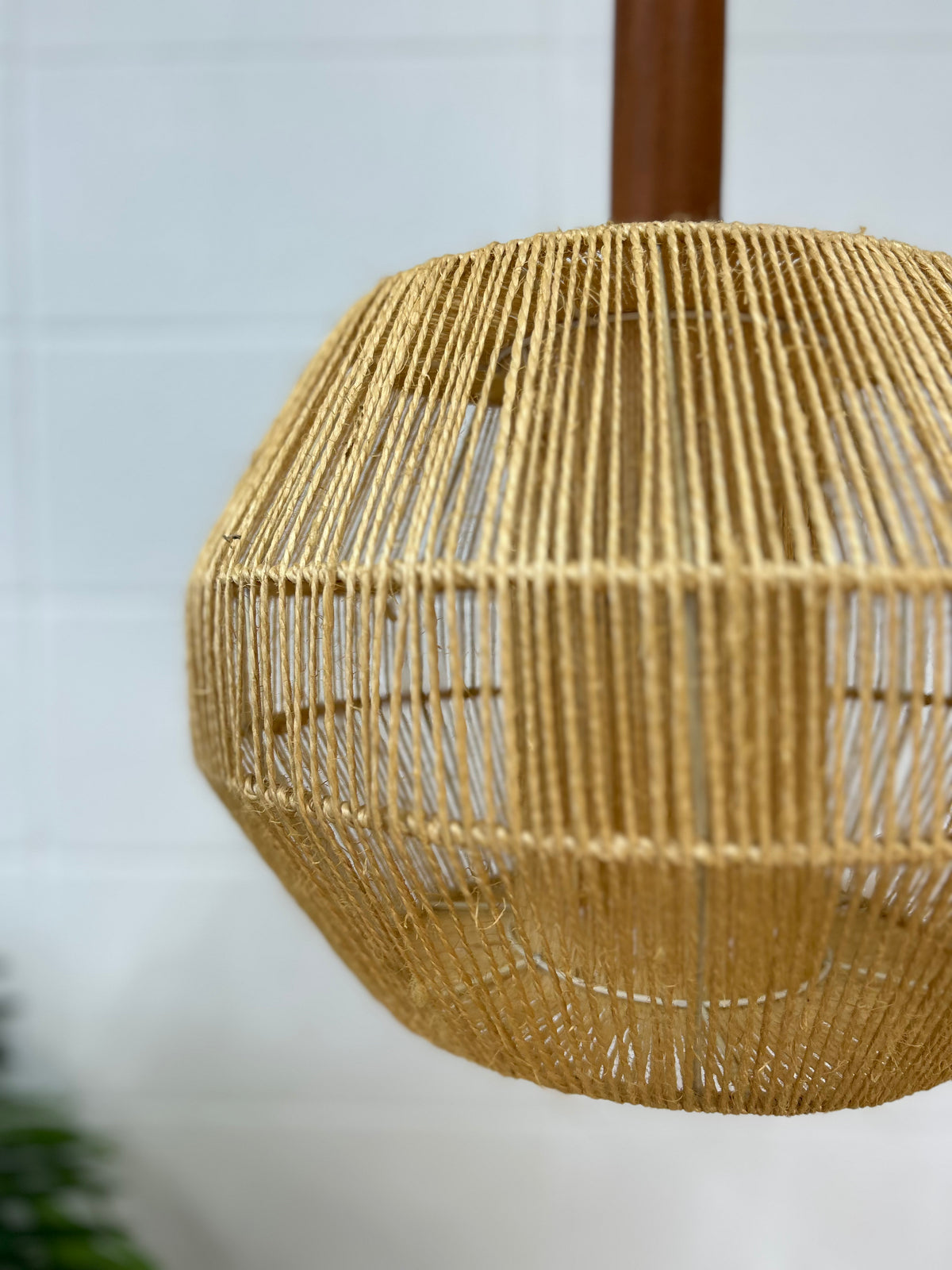 Teak & Jute string light fixture Reclaim Vintage