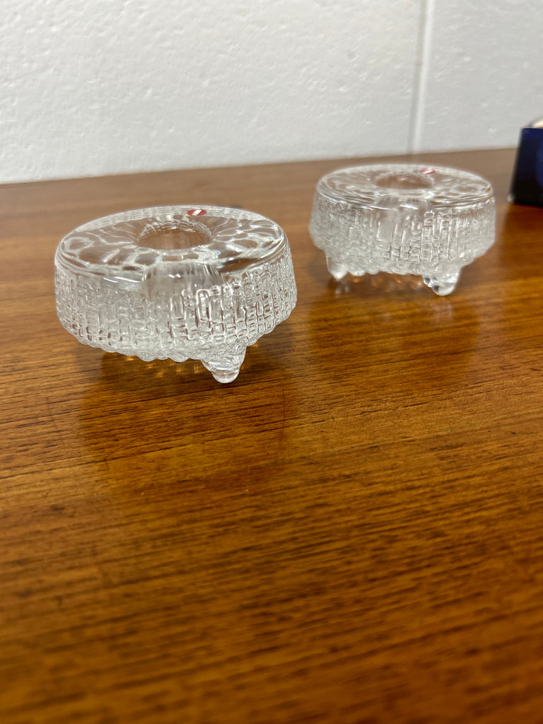 Iittala crystal candle holder pair