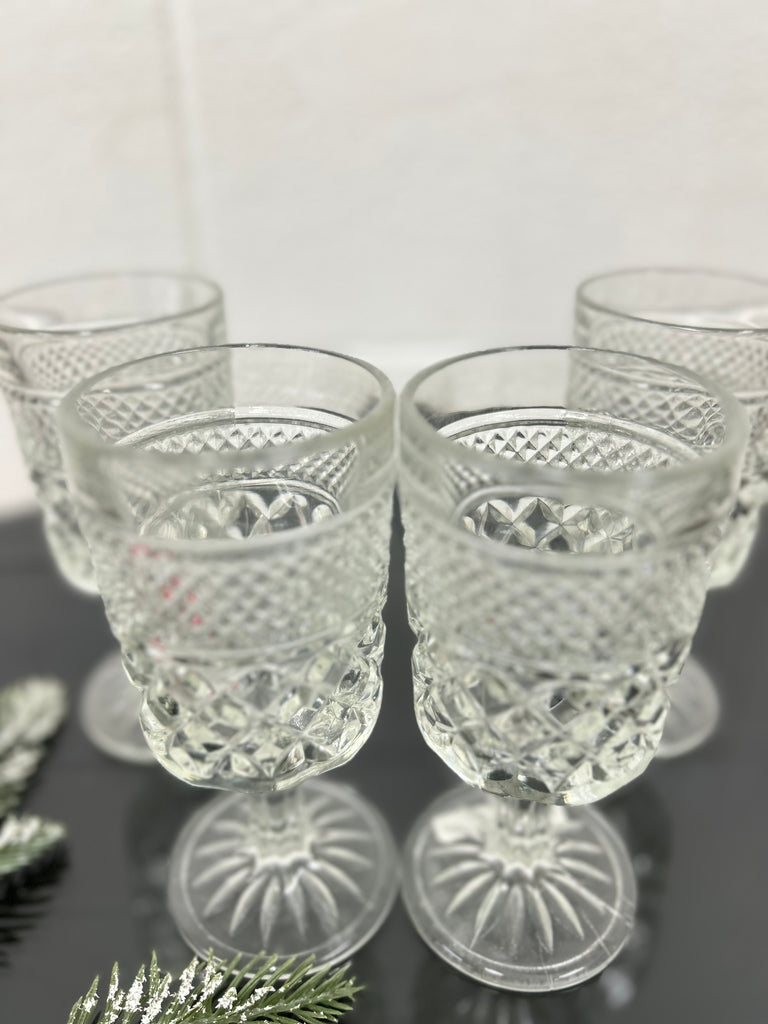 Textured glass wine goblets