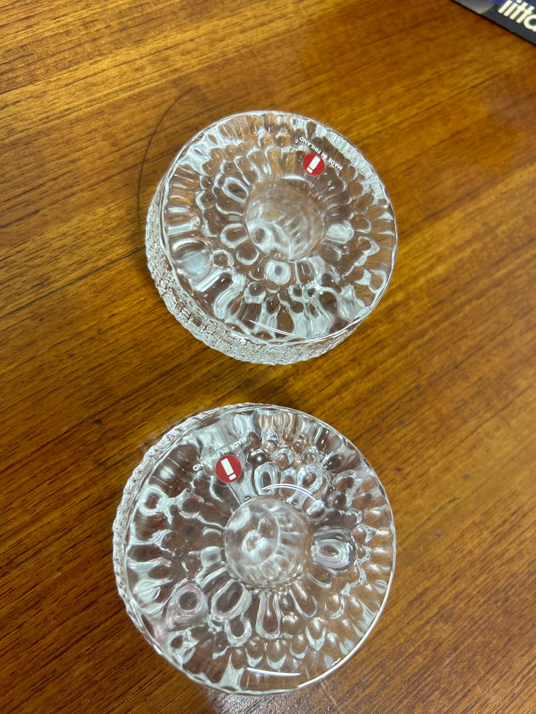 Iittala crystal candle holder pair
