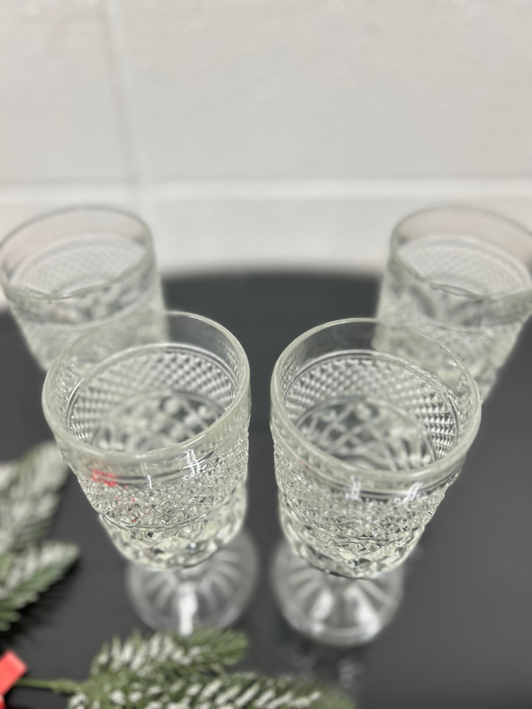 Textured glass wine goblets