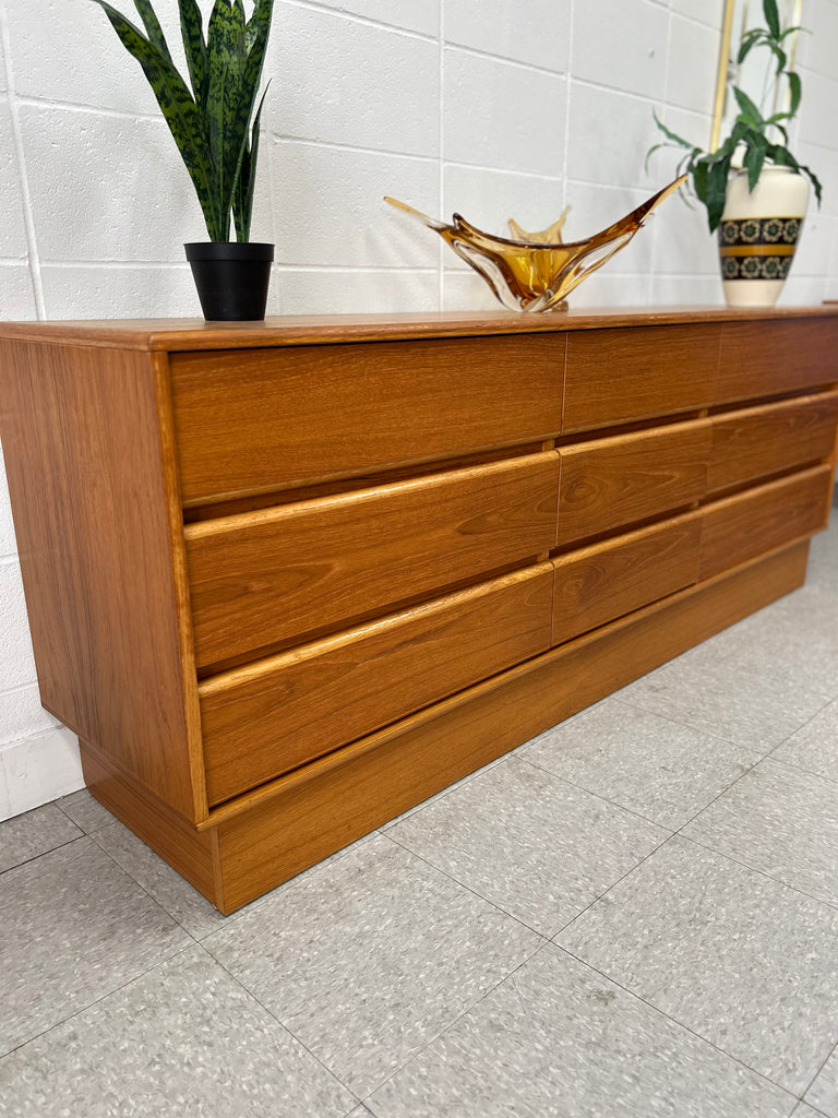 Teak nine drawer dresser heavy