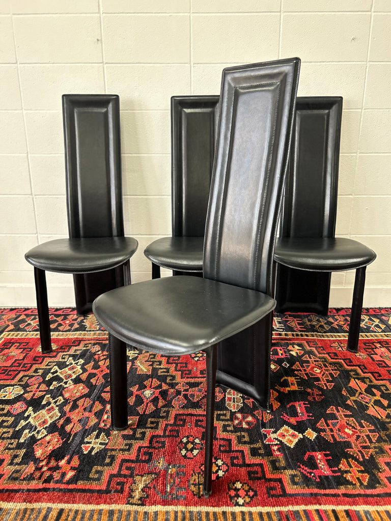 Post Modern leather highback chairs (4)