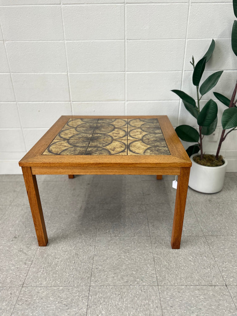Teak and tile end table