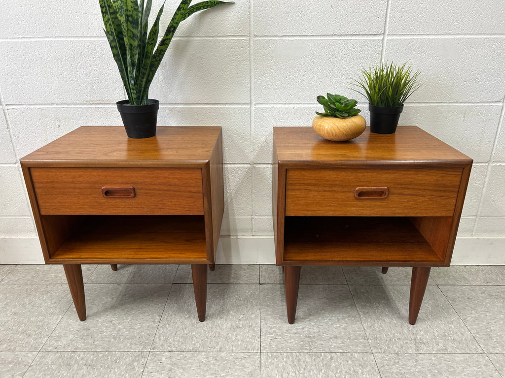Teak nightstand pair