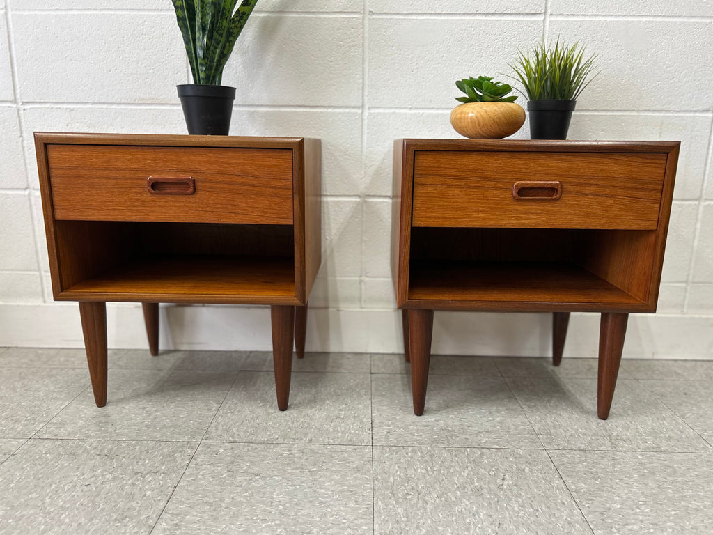 Teak nightstand pair