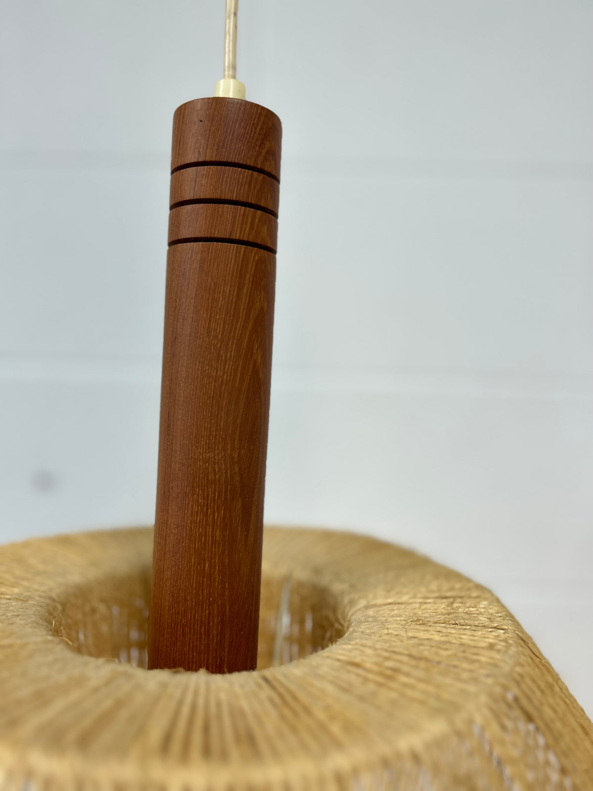 Teak & Jute string light fixture Reclaim Vintage