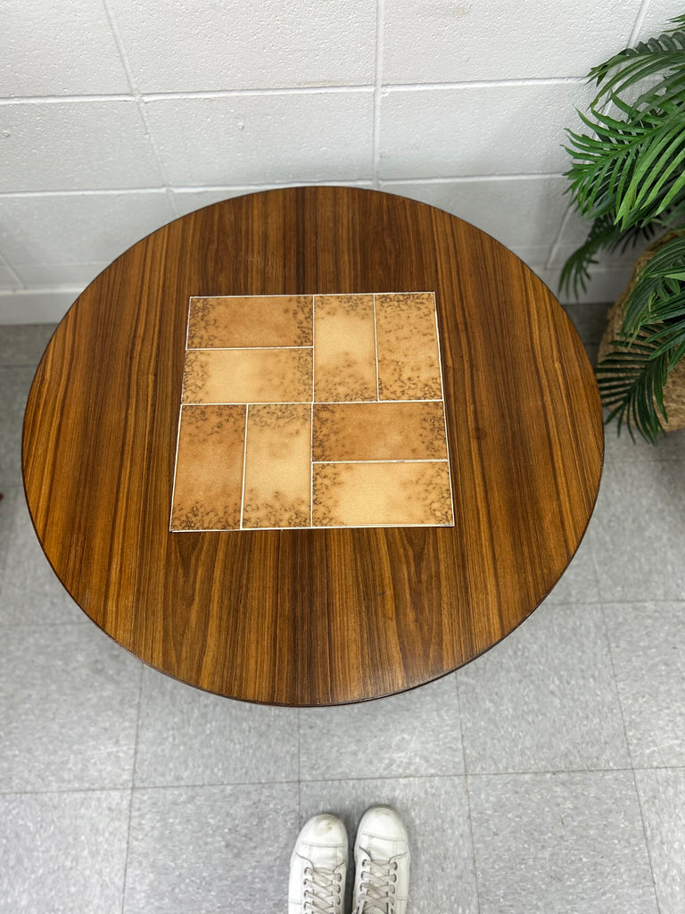 Rosewood and tile coffee table