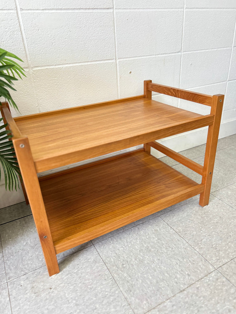 Tiered teak table