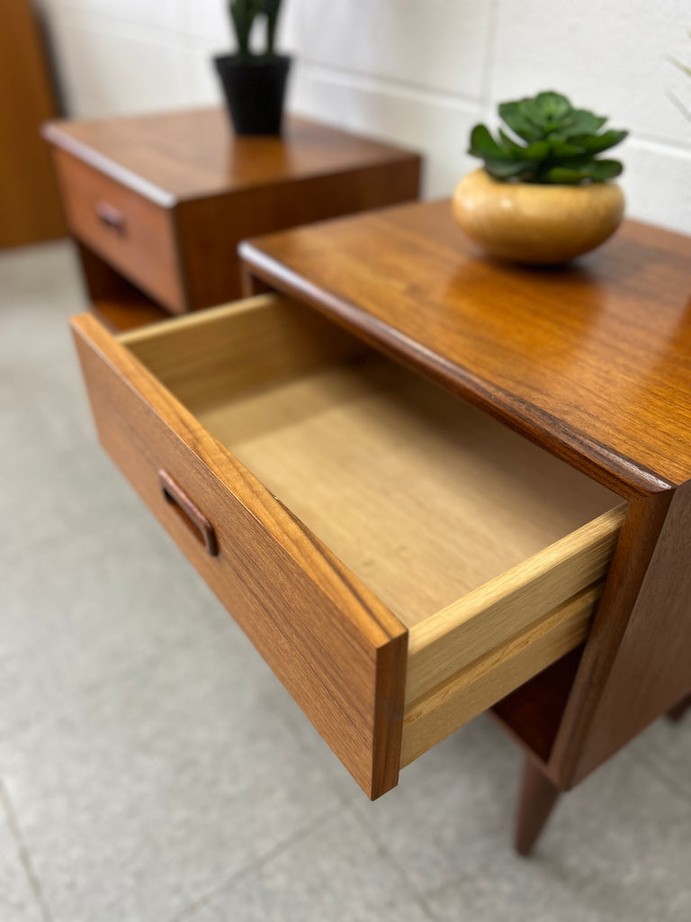 Teak nightstand pair