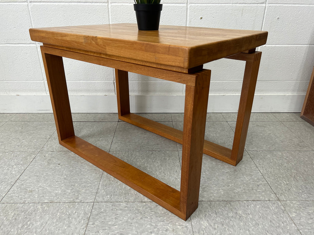 Solid teak end table