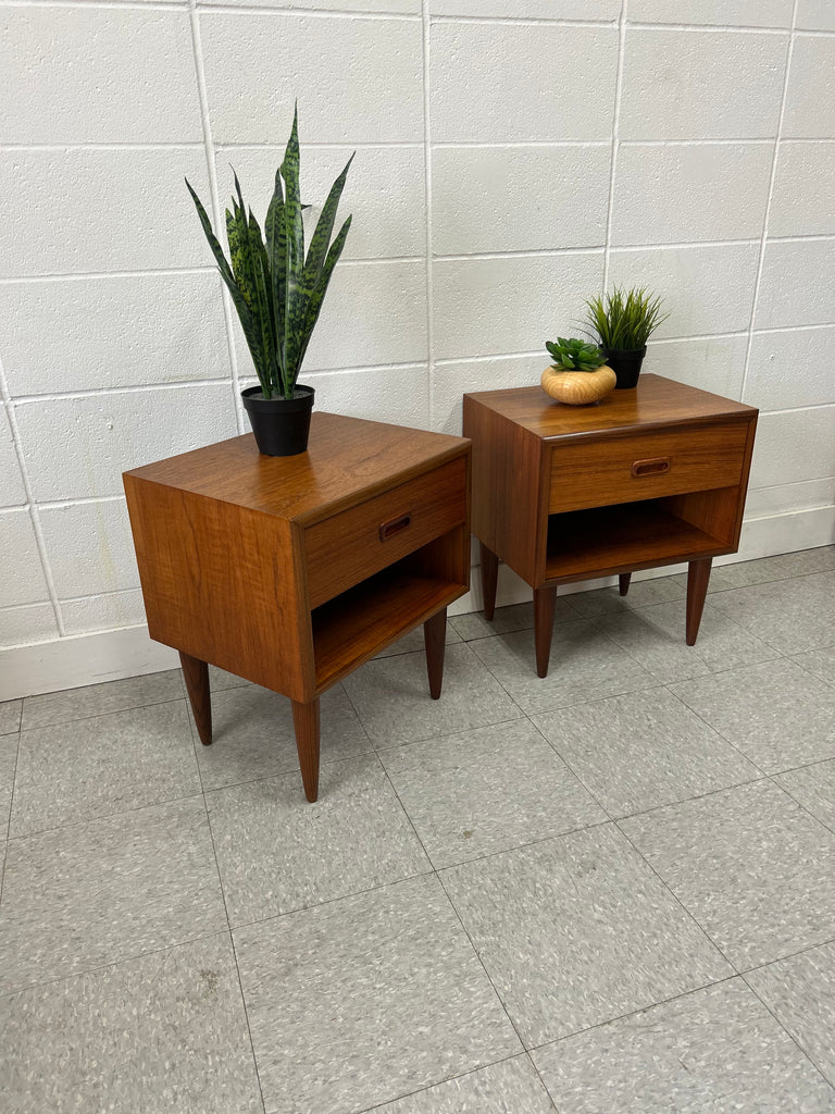 Teak nightstand pair