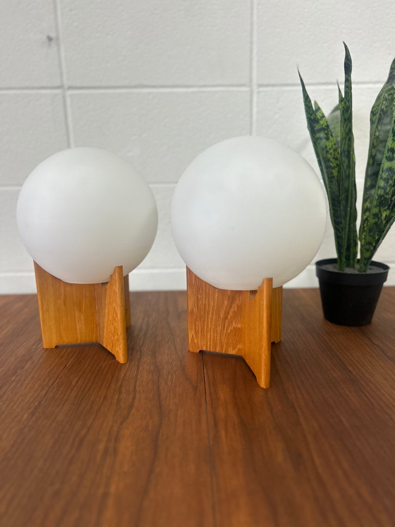 Swedish teak lamp pair