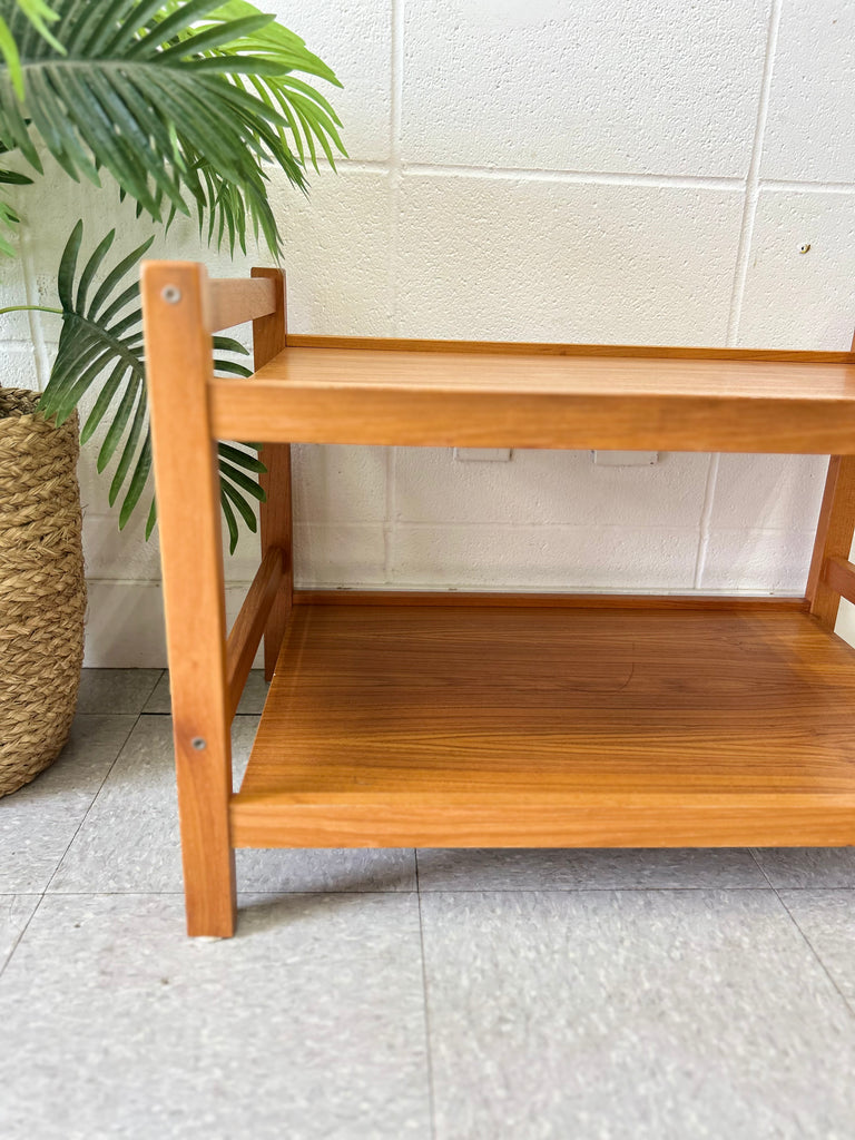 Tiered teak table