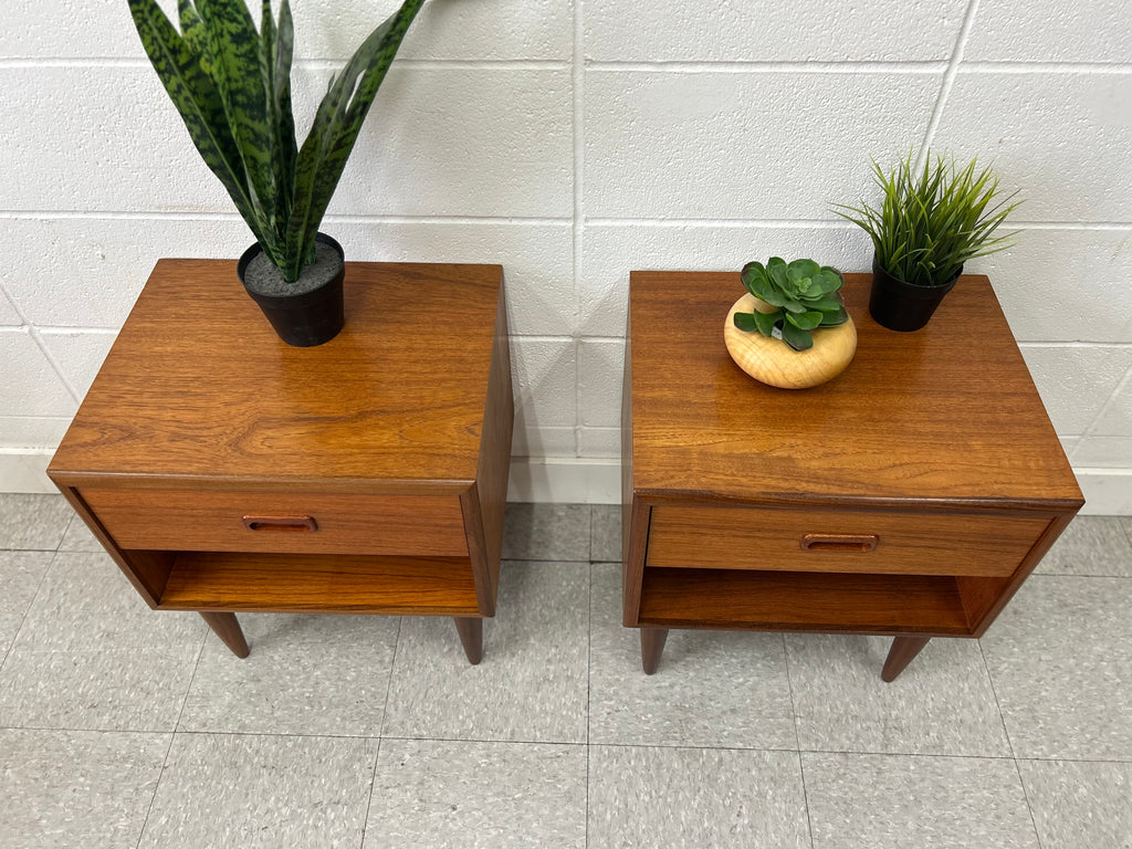 Teak nightstand pair