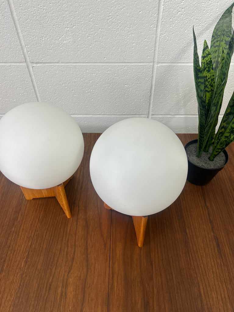 Swedish teak lamp pair