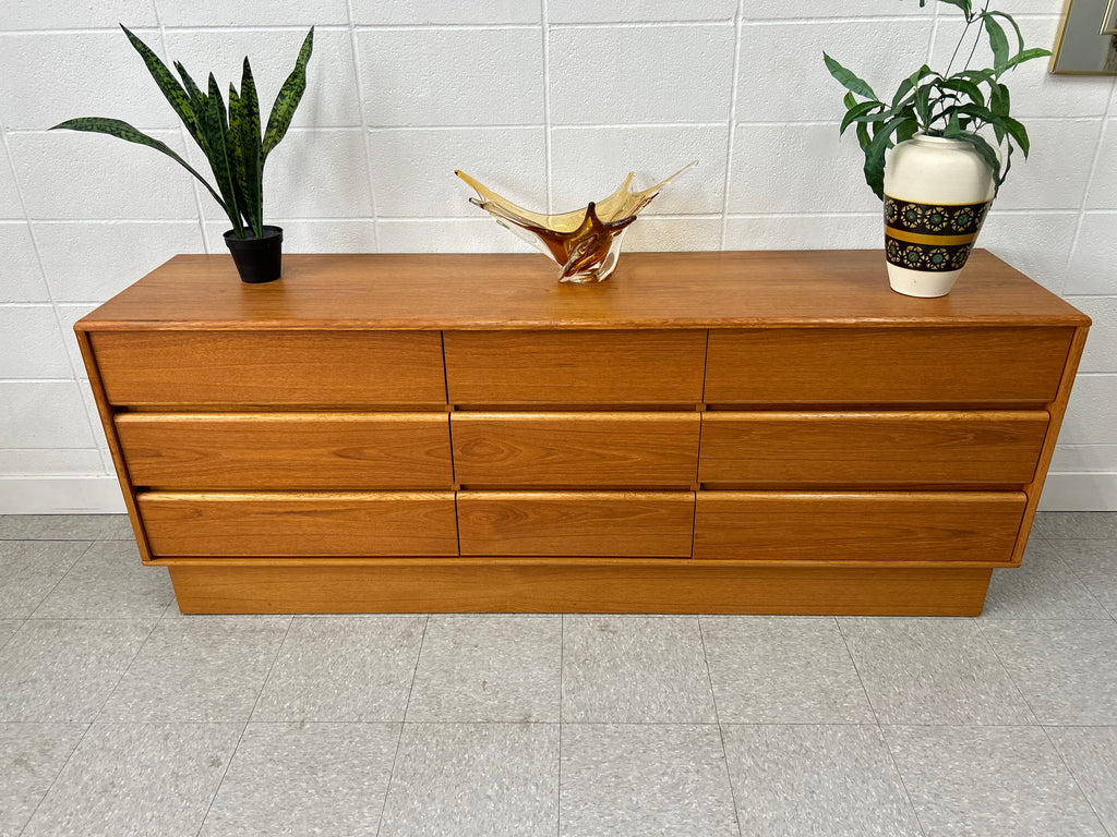 Teak nine drawer dresser heavy