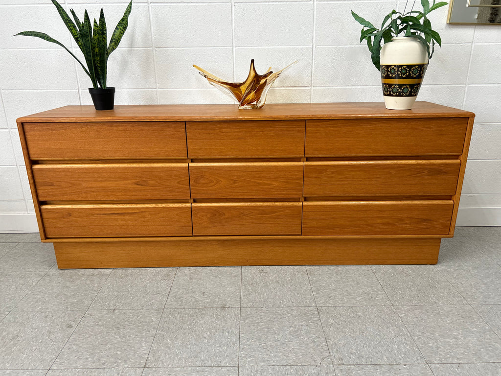 Teak nine drawer dresser heavy