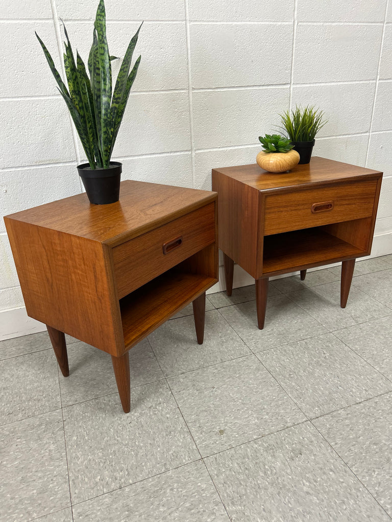 Teak nightstand pair