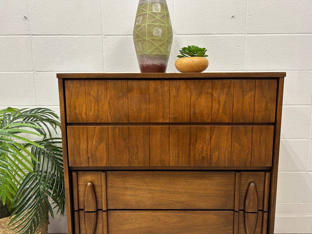 Walnut tall boy dresser