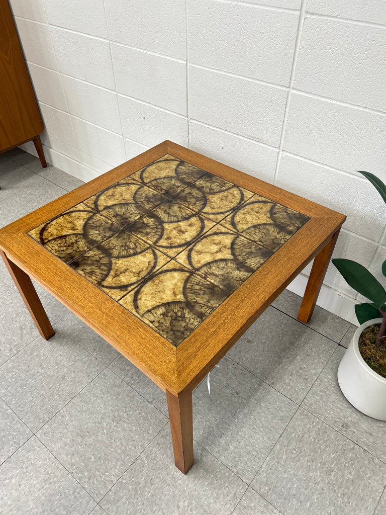 Teak and tile end table