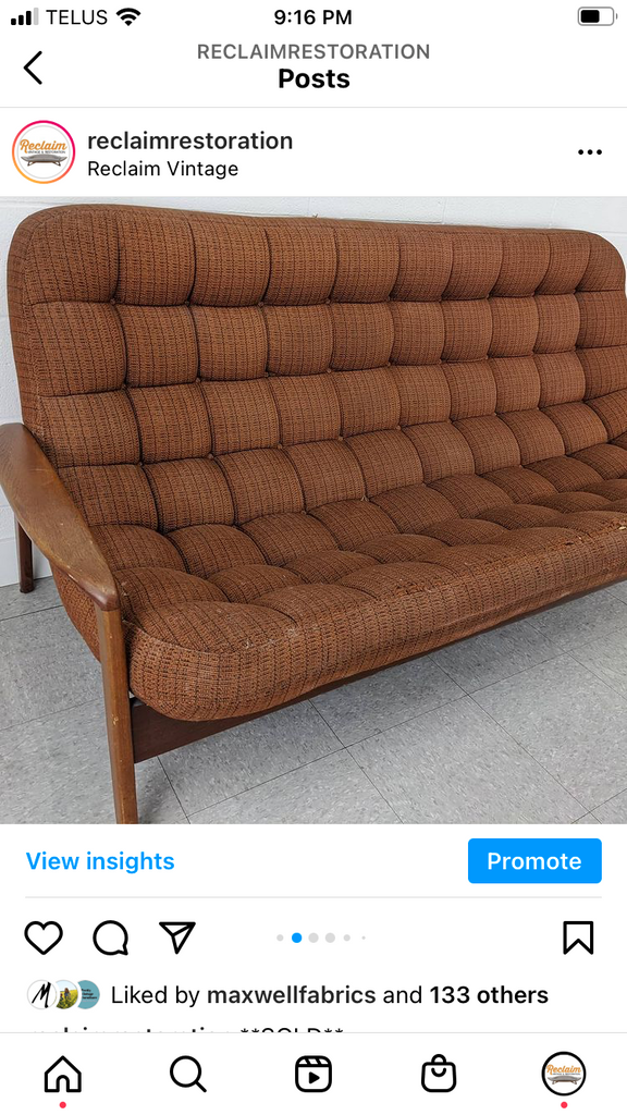 R. Huber teak couch- for restoration