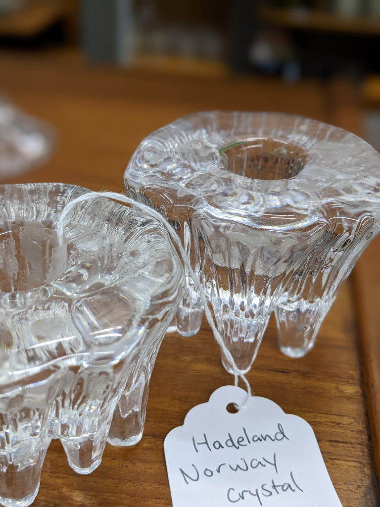 Norway crystal candle holder pair